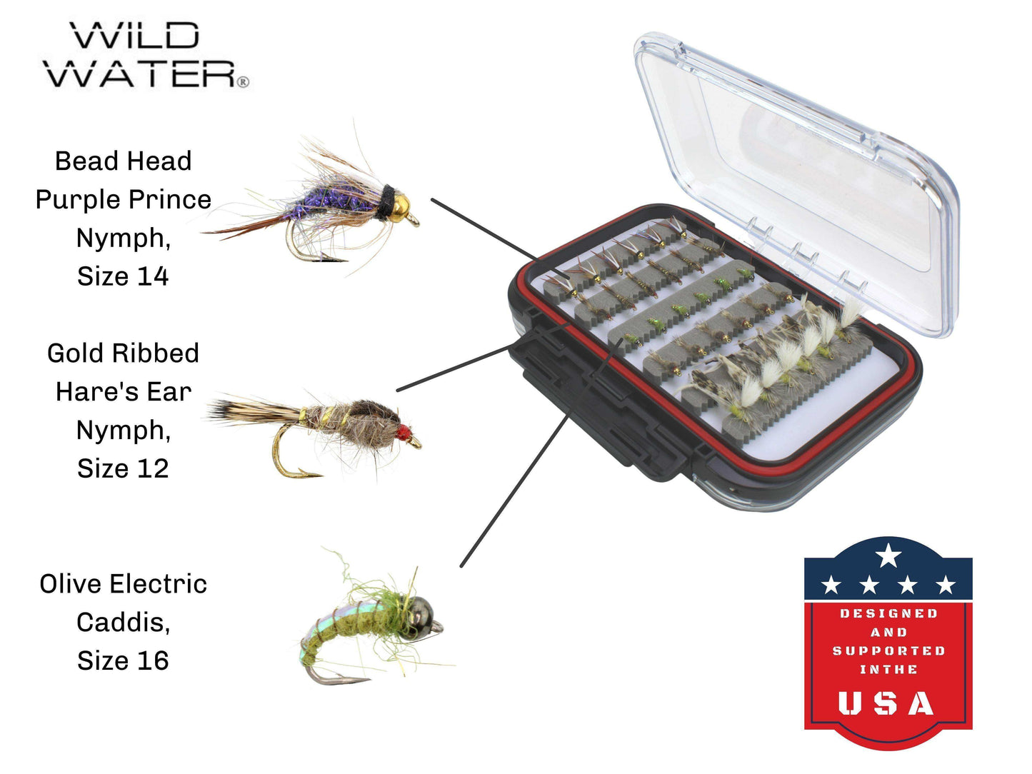 Dry and Nymph Fly Assortment, 66 Flies | 2 Sided Fly Box | Wild Water Fly Fishing - Skoutley Outdoors LLC