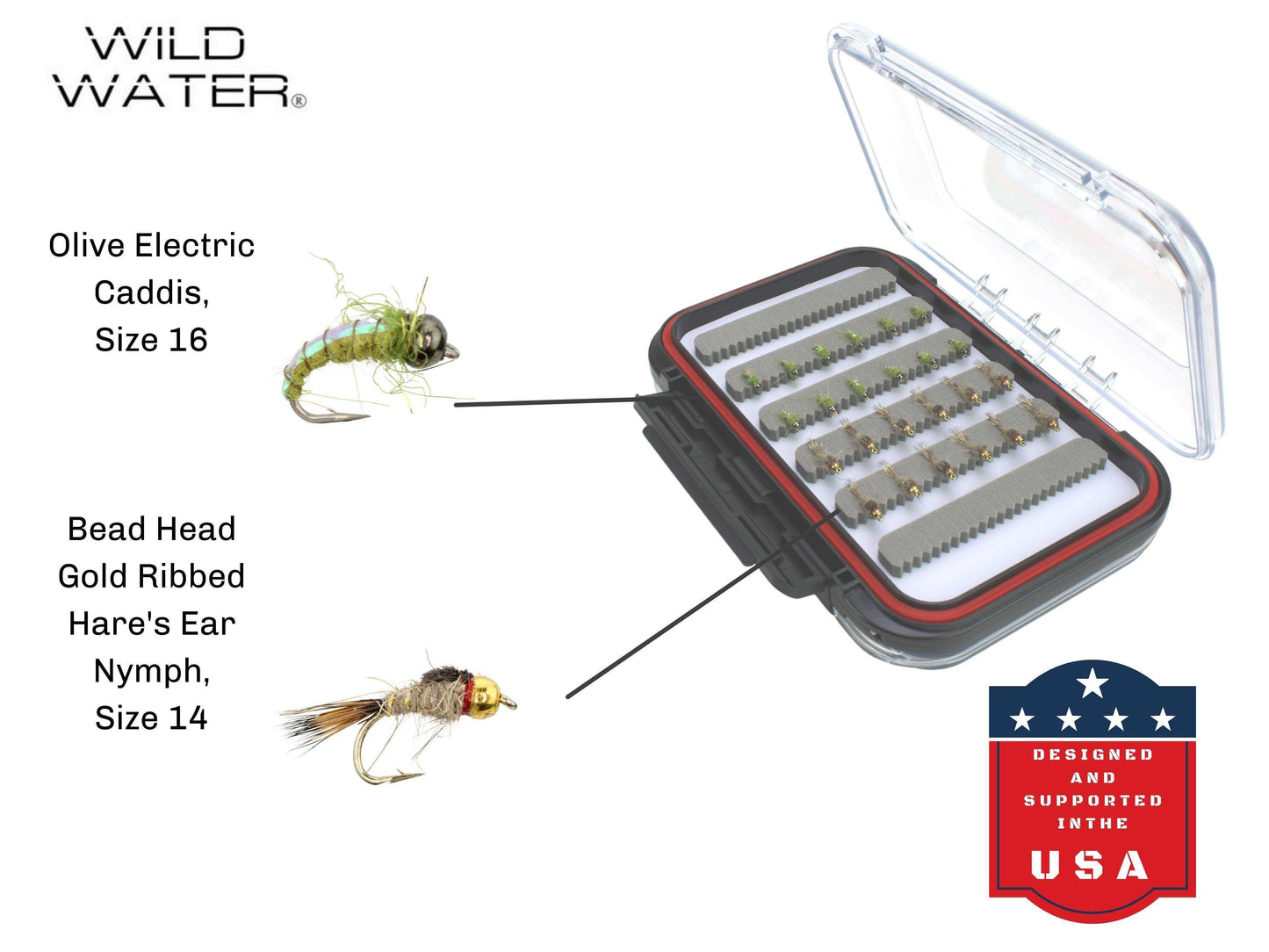 Nymph Assortment, 48 Flies | 2 Sided Fly Box | Wild Water Fly Fishing - Skoutley Outdoors LLC