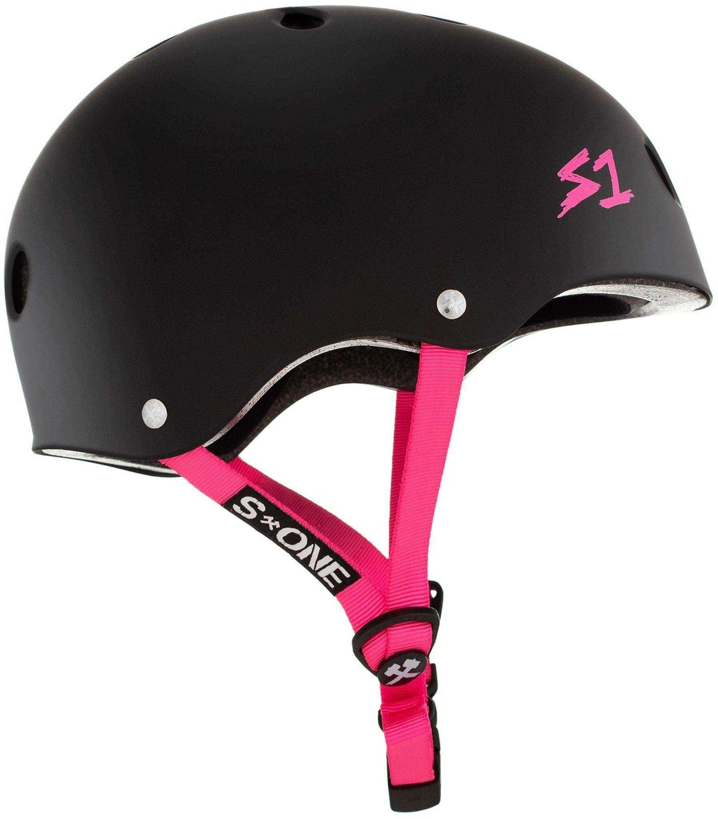 S1 Lifer Helmet - Black Matte/Pink Straps - Skoutley Outdoors LLC