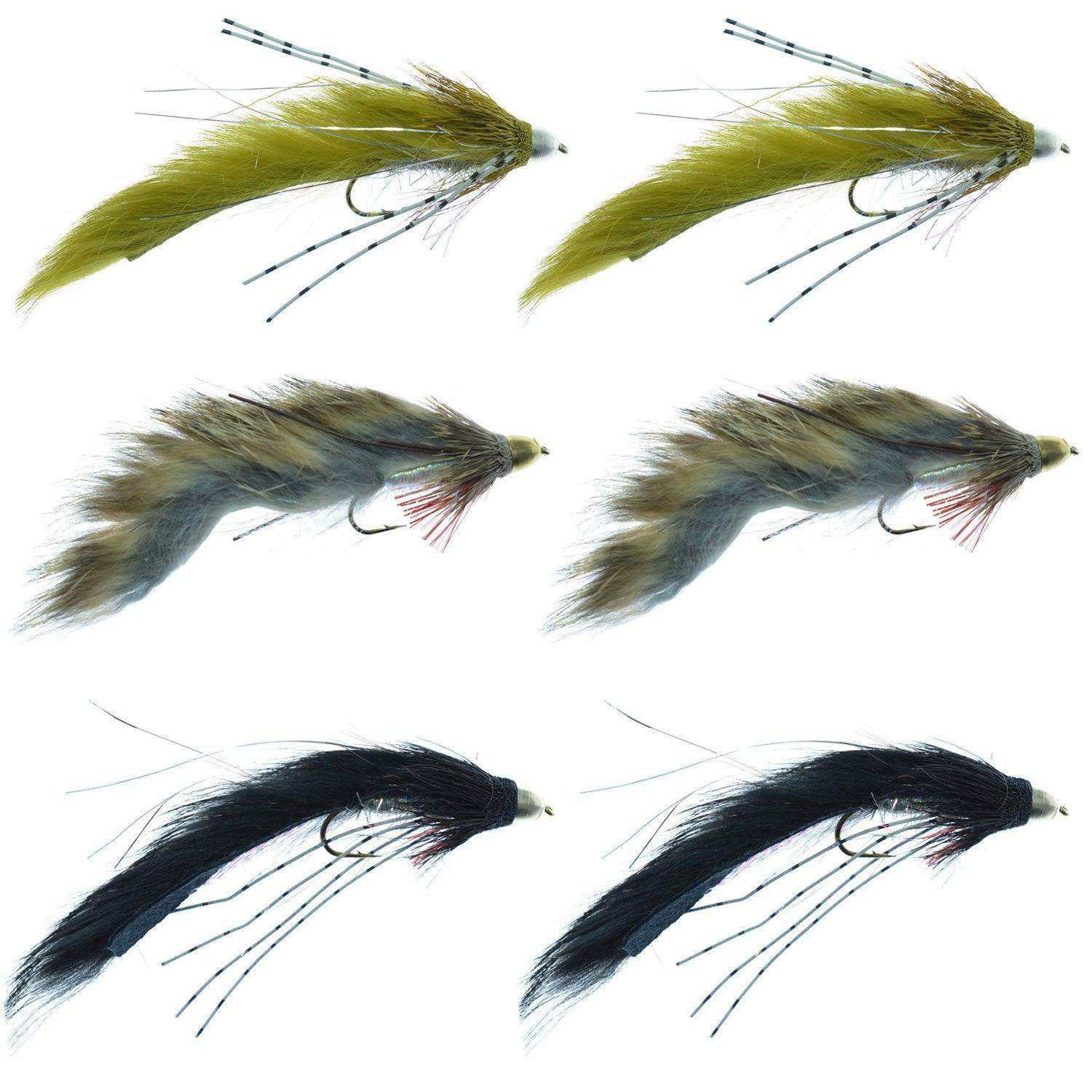 Muddy Buddy Zuddler Cone Head Lunchables Streamer Fly Fishing Flies Assortment - Bass and Big Trout Streamer Fly Collection - 6 Flies Size 4 - Skoutley Outdoors LLC