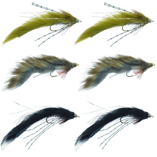 Muddy Buddy Zuddler Cone Head Lunchables Streamer Fly Fishing Flies Assortment - Bass and Big Trout Streamer Fly Collection - 6 Flies Size 4 - Skoutley Outdoors LLC