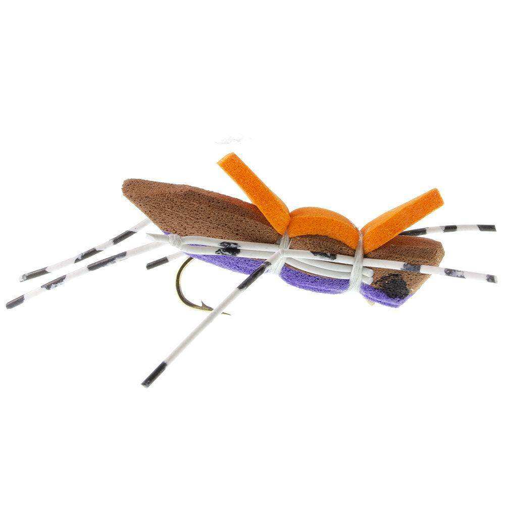 4 Pack Moorish Hopper Purple Foam Body Grasshopper Fly - Hook Size 10 - Skoutley Outdoors LLC