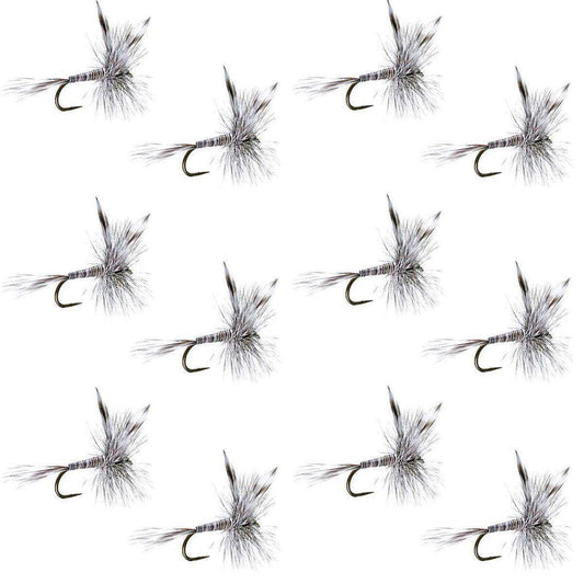 Barbless Mosquito Classic Trout Dry Fly Fishing 1 Dozen Flies - Hook Size 12 - Skoutley Outdoors LLC