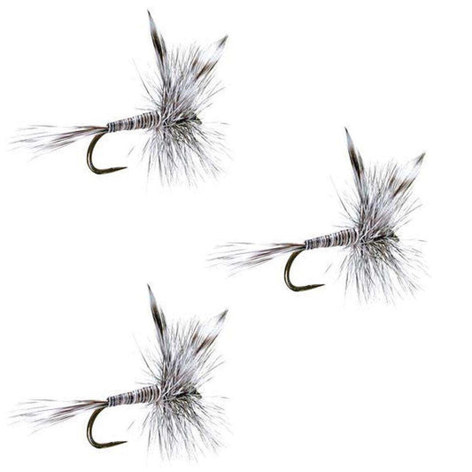 3 Pack Barbless Mosquito Classic Trout Dry Fly Fishing Flies - Hook Size 16 - Skoutley Outdoors LLC