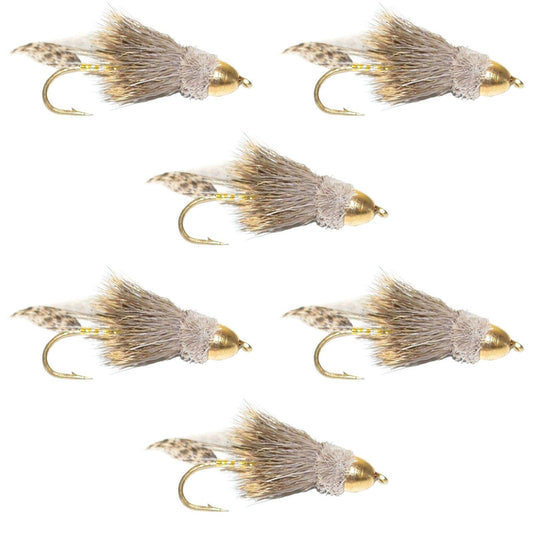 Cone Head Muddler Minnow Trout and Bass Streamer Fly - 6 Flies Hook Size 2 - Skoutley Outdoors LLC