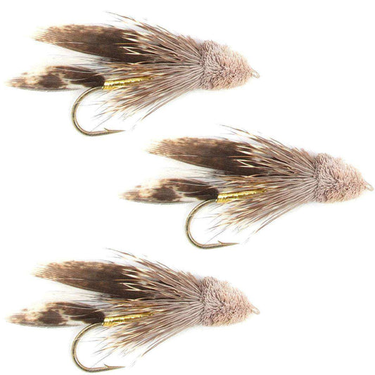 3 Pack Muddler Minnow Trout and Bass Streamer Fly - Hook Size 4 - Skoutley Outdoors LLC