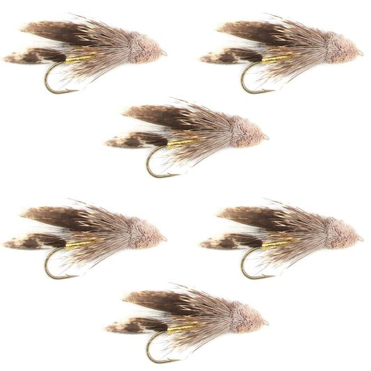 Muddler Minnow Fly Fishing Flies - Classic Bass and Trout Streamers - Set of 6 Flies Hook Size 6 - Skoutley Outdoors LLC