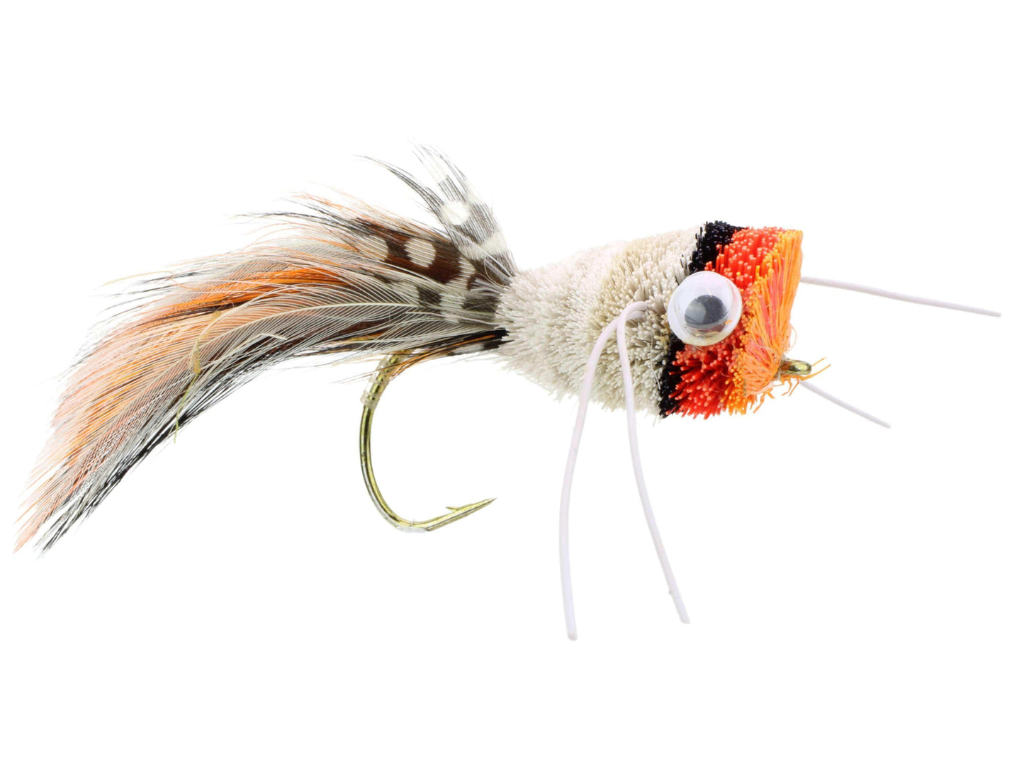 Deer Hair Bass Bug, Size 2 | Qty. 2 | Orange | Red | White | Wild Water Fly Fishing - Skoutley Outdoors LLC