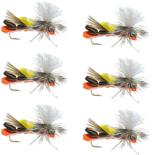 Parachute Chernobyl Ant Black Orange Foam Body Grasshopper Fly - 6 Flies Hook Size 10 - Skoutley Outdoors LLC