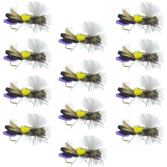 Parachute Chernobyl Ant Purple Foam Body Grasshopper Fly - 1 Dozen Flies Hook Size 10 - Skoutley Outdoors LLC