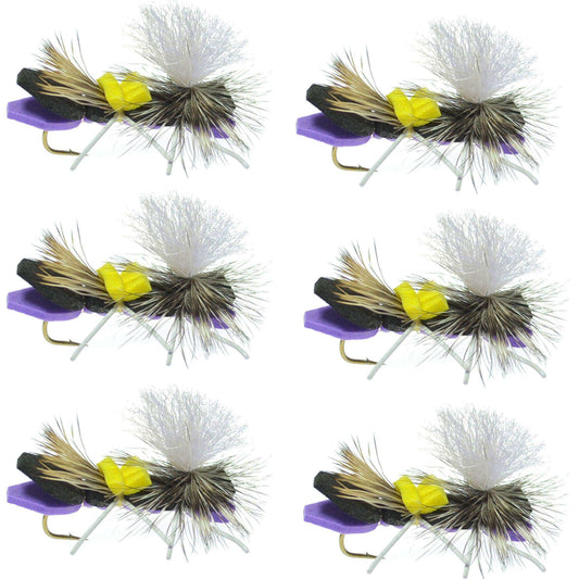 Parachute Chernobyl Ant Purple Foam Body Grasshopper Fly - 6 Flies Hook Size 10 - Skoutley Outdoors LLC