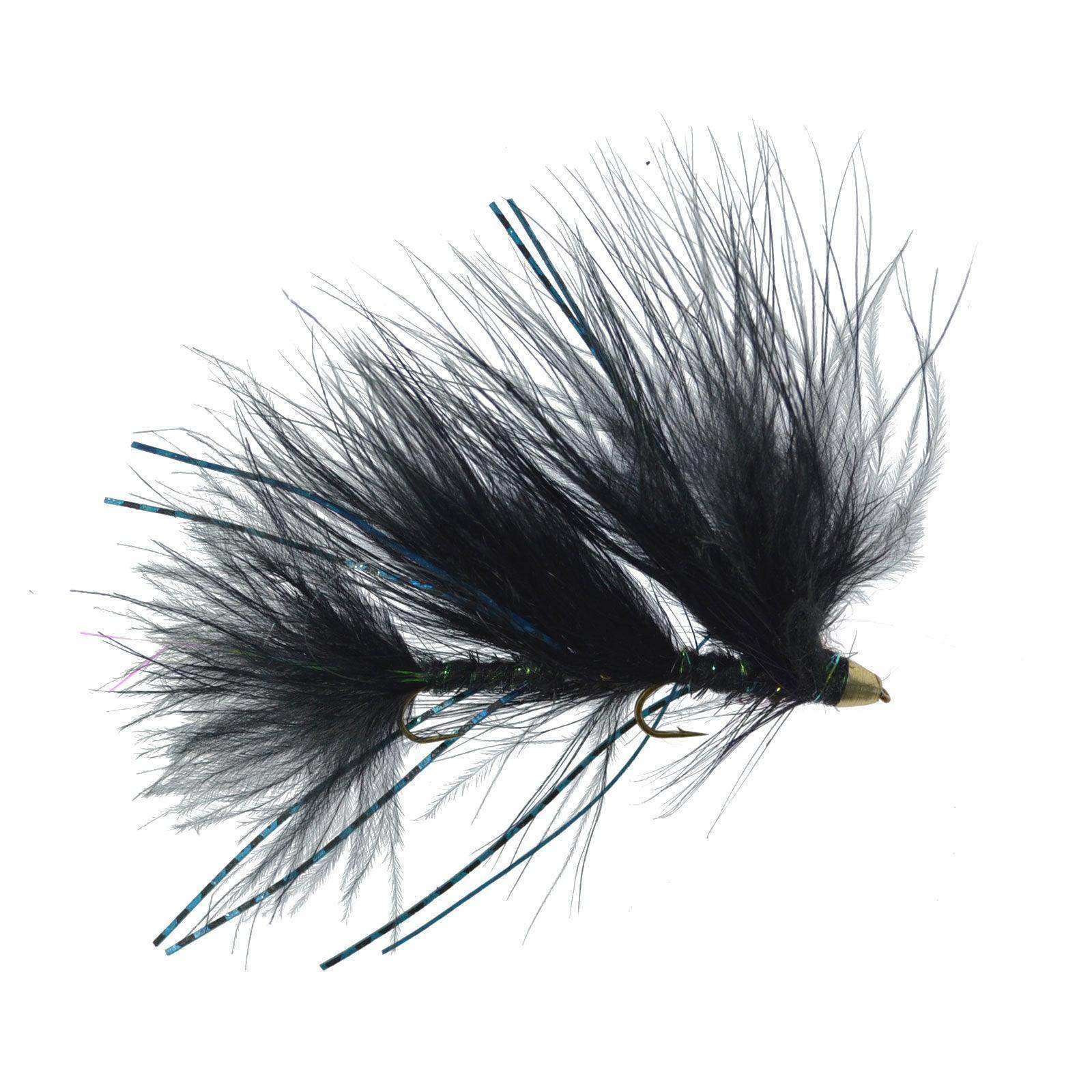 3 Pack Circus Peanut Envy Streamer Black - Size 6 - Articulated Trout Bass Steelhead Salmon and Bass Fly Fishing Flies - Skoutley Outdoors LLC