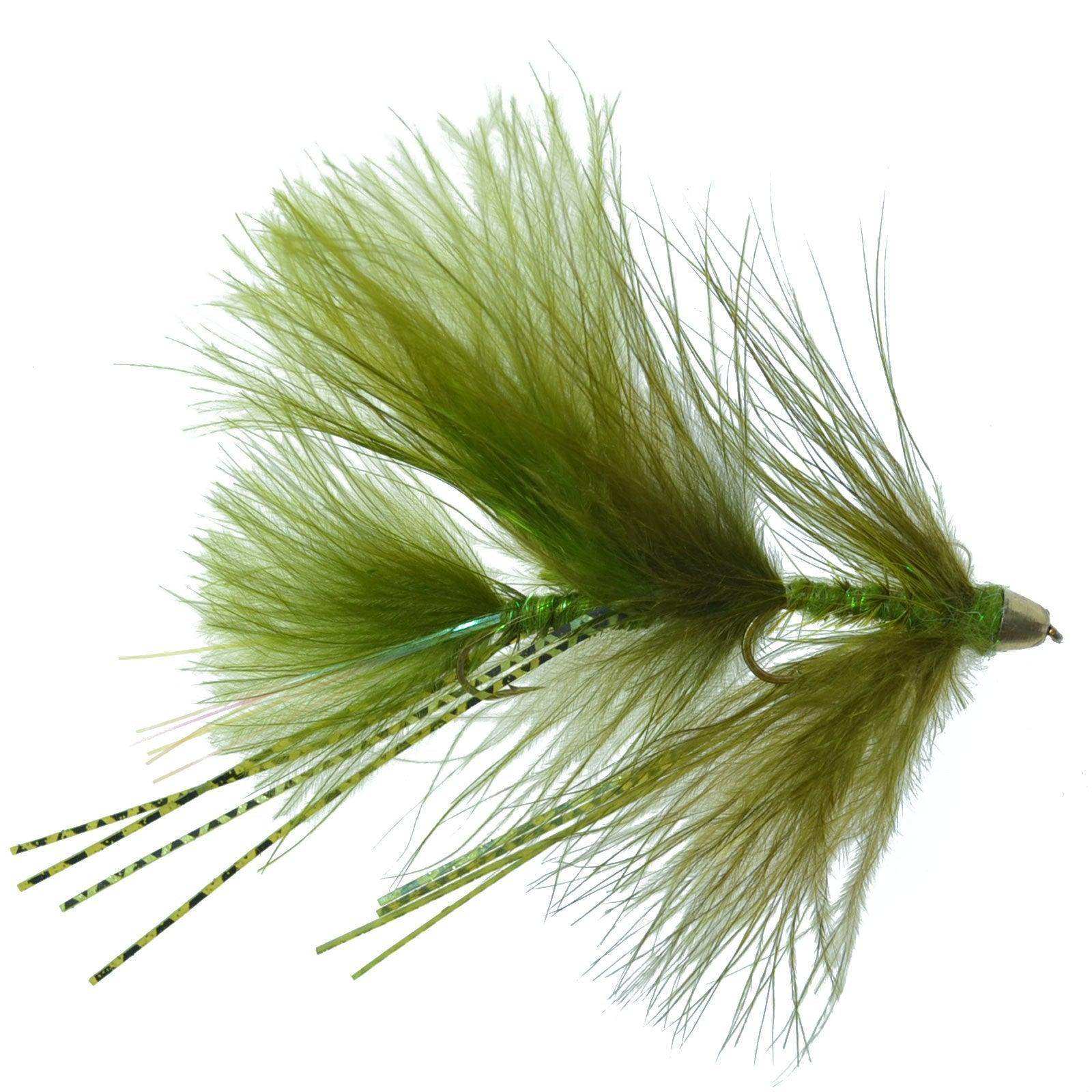 Circus Peanut Envy Streamer Olive - Size 6 - Articulated Fishing Flies - Set of 3 - Skoutley Outdoors LLC