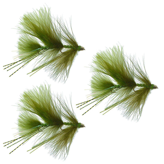 Circus Peanut Envy Streamer Olive - Size 6 - Articulated Fishing Flies - Set of 3 - Skoutley Outdoors LLC