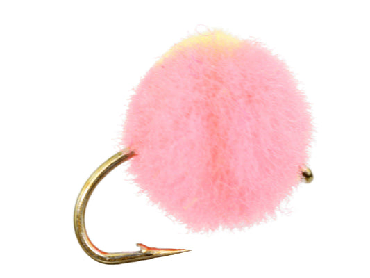 Egg Fly, Size 12 | Pink with Yellow Spot | Qty. 6 | Wild Water Fly Fishing - Skoutley Outdoors LLC