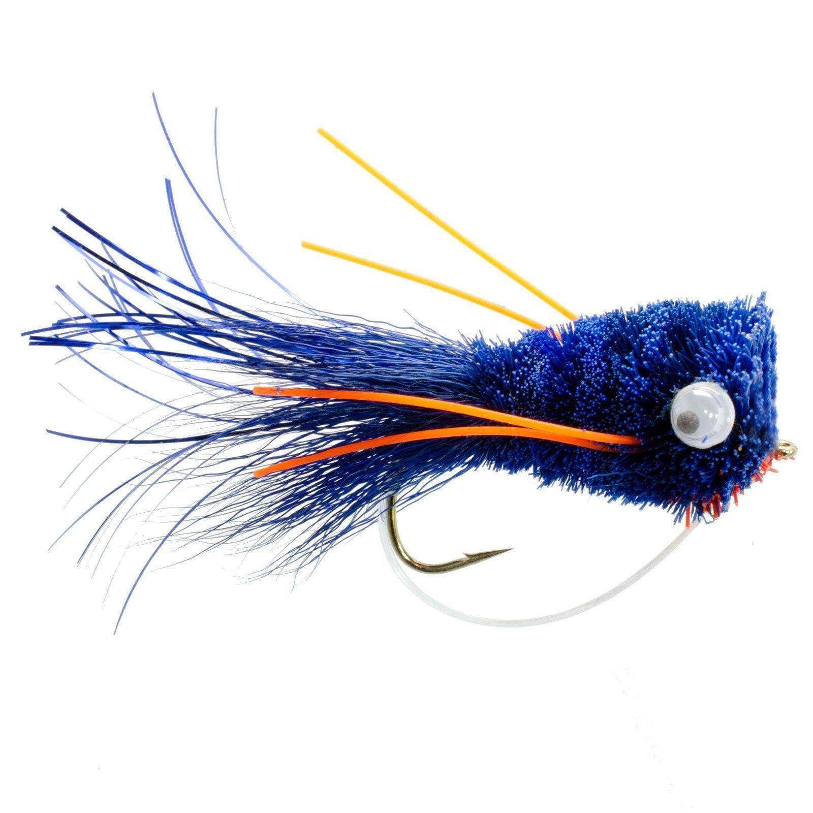 3 Pack Flashtail Bass Popper Size 6 - Blue Orange Bass Fly Fishing Bug Wide Gape Bass Hooks With Weed Guard - Skoutley Outdoors LLC