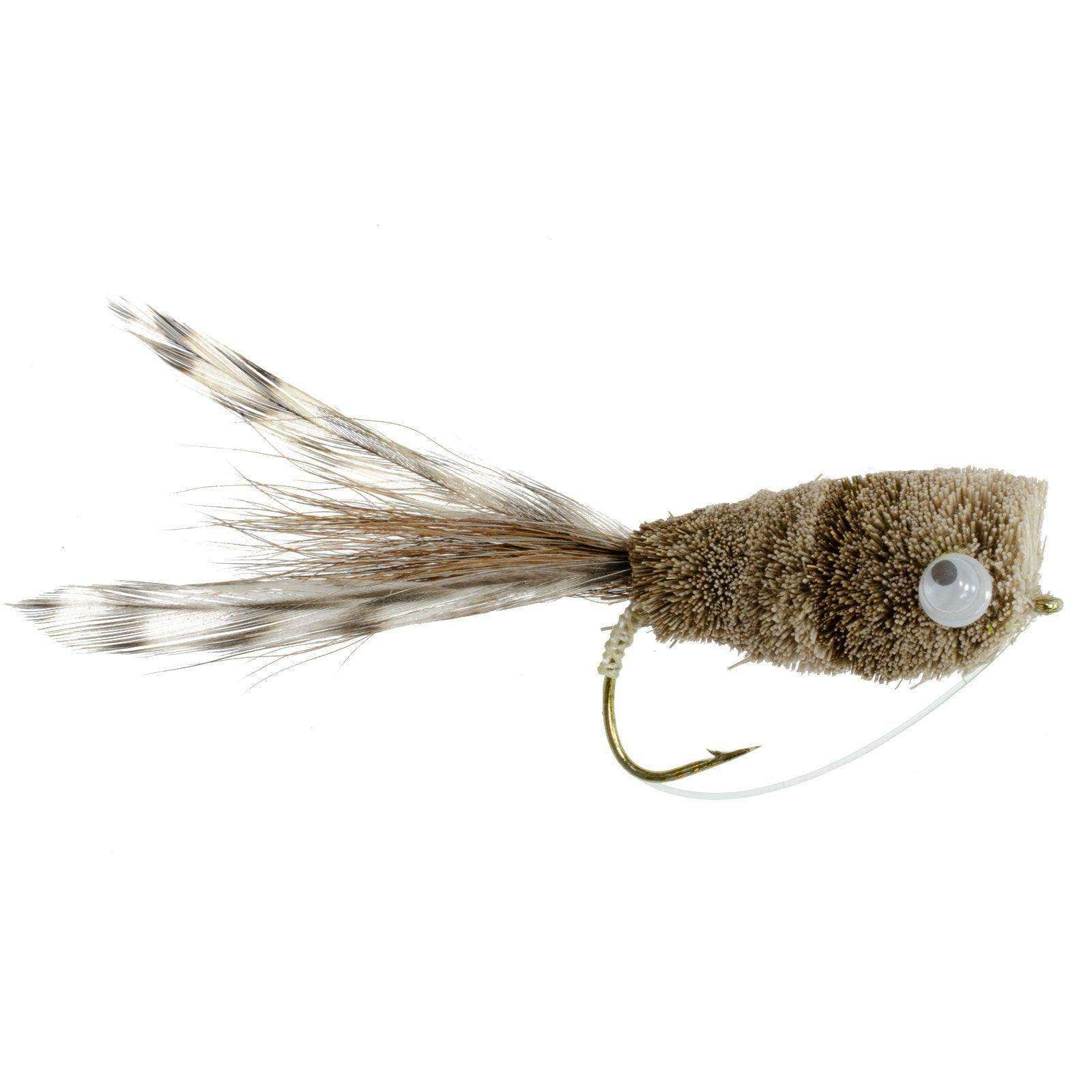 Natural Deer Hair and Grizzly Bass Popper 6 Flies Hook Size 8 Bass Fly Fishing Bug Wide Gape Bass Hooks With Weed Guard - Skoutley Outdoors LLC