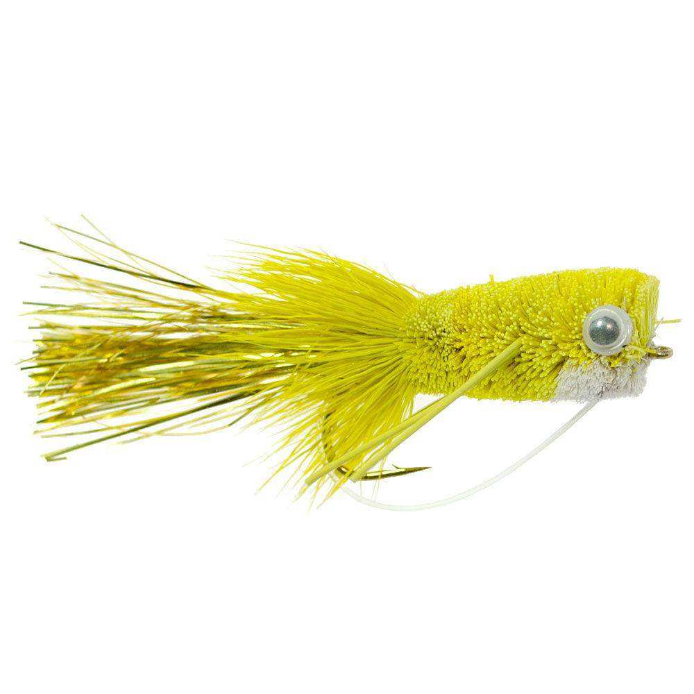 3 Pack Flashtail Bass Popper Size 8 - Yellow Bass Fly Fishing Bug Wide Gape Bass Hooks With Weed Guard - Skoutley Outdoors LLC