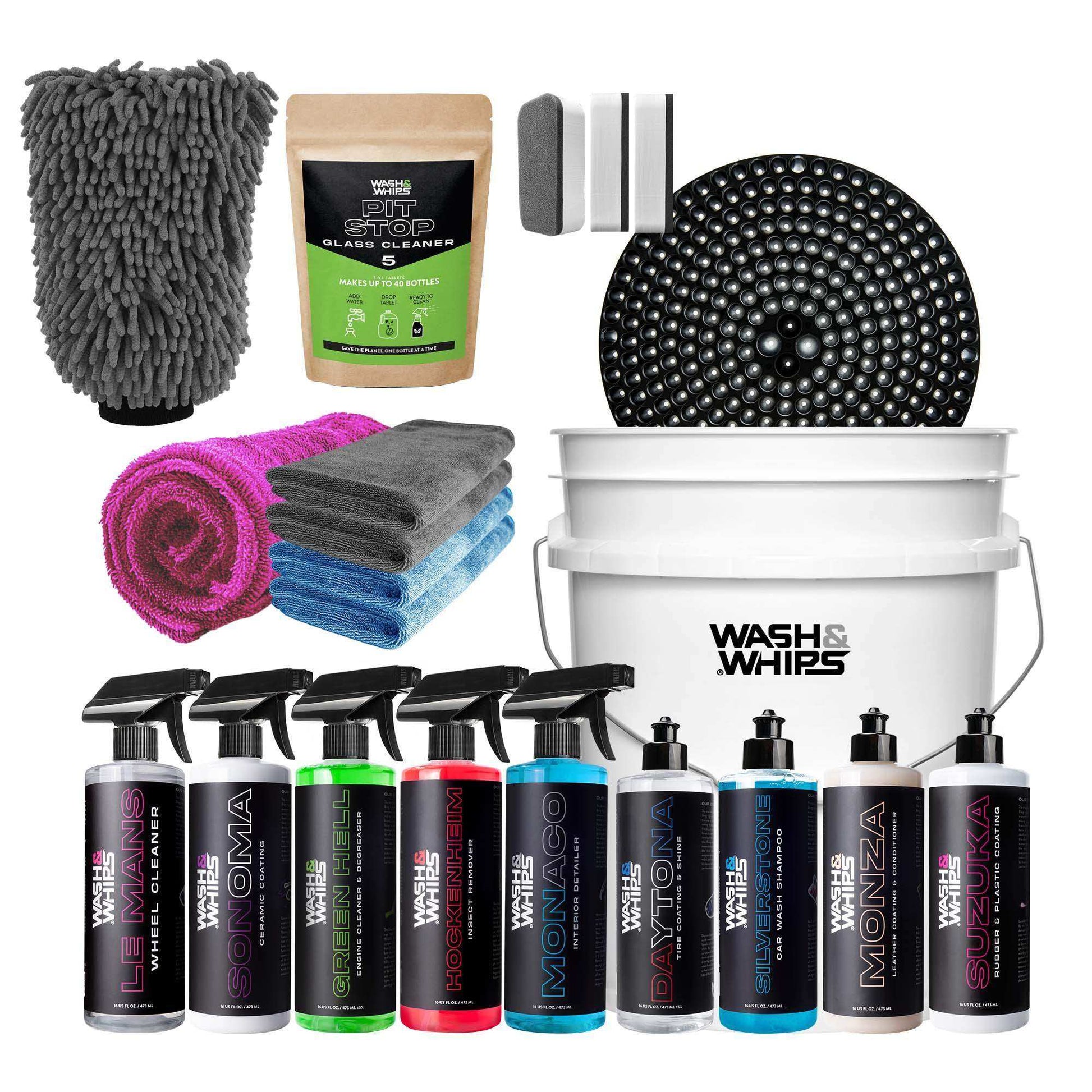 WASH&WHIPS Quick Detailing Pro Kit for Auto Detailing - 16-Piece Complete Car Care Set - Skoutley Outdoors LLC