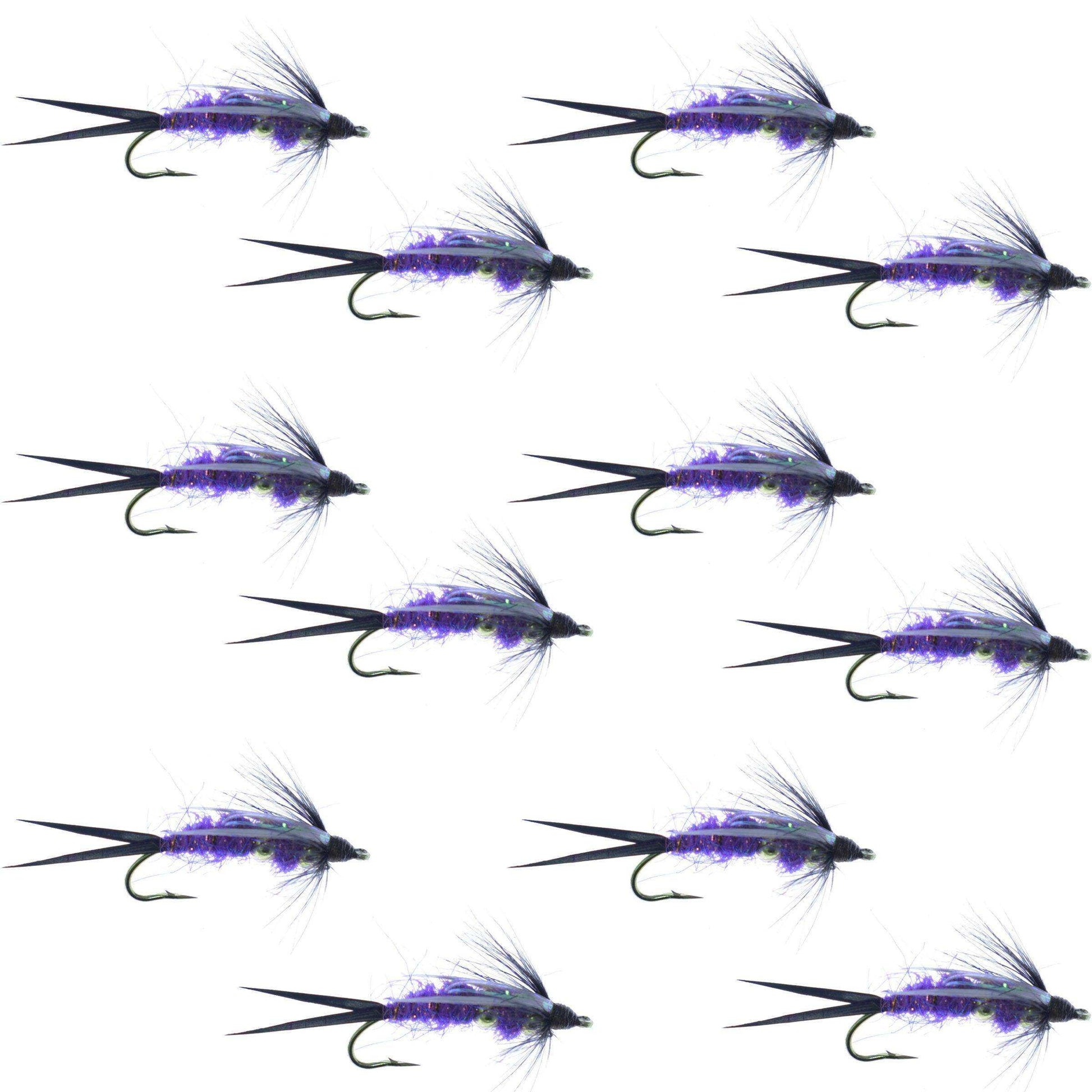 Double Bead Purple Psycho Prince Nymph Fly Fishing Flies - 1 Dozen Flies Hook Size 8 - Skoutley Outdoors LLC