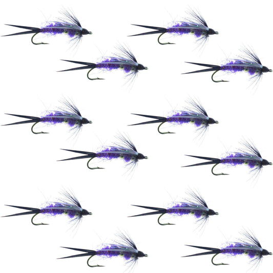 Double Bead Purple Psycho Prince Nymph Fly Fishing Flies - 1 Dozen Flies Hook Size 8 - Skoutley Outdoors LLC