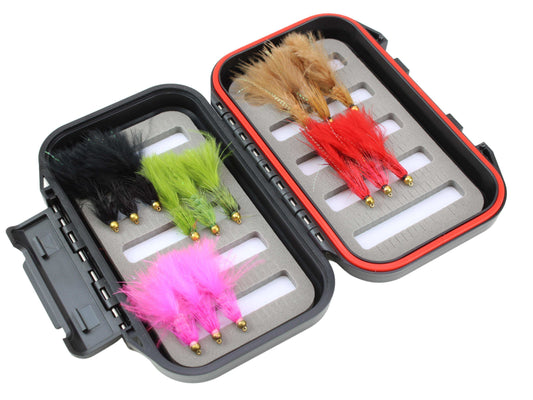 Wooly Bugger Fly Assortment, 15 Flies | Fly Box | Wild Water Fly Fishing - Skoutley Outdoors LLC