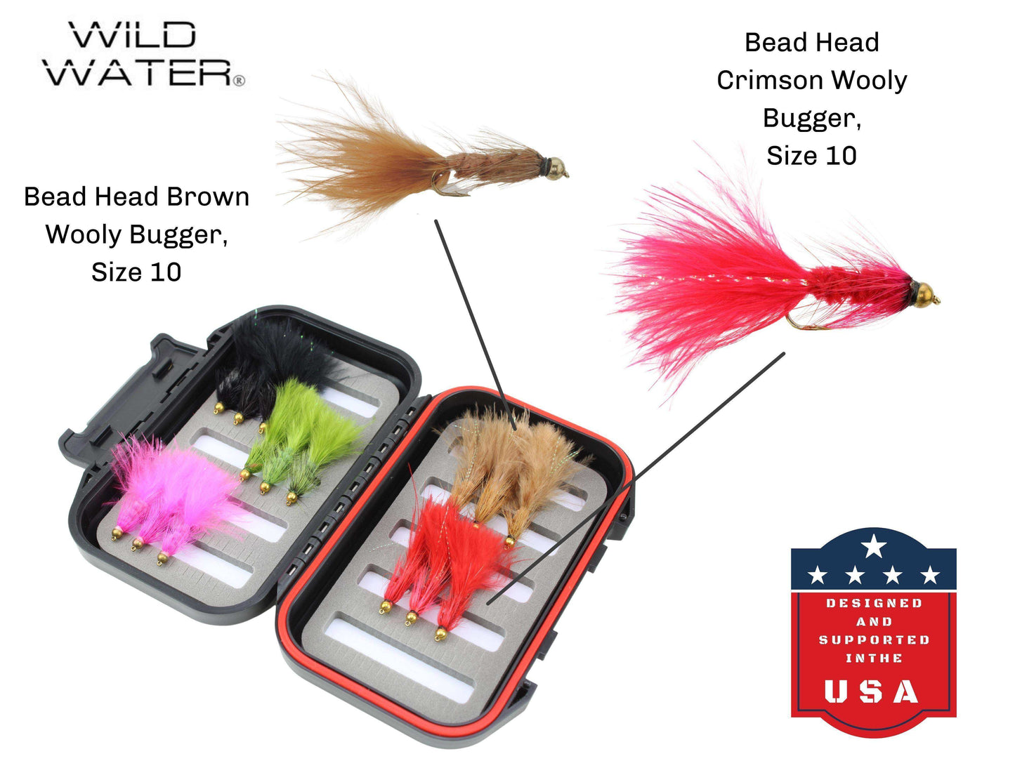 Wooly Bugger Fly Assortment, 15 Flies | Fly Box | Wild Water Fly Fishing - Skoutley Outdoors LLC