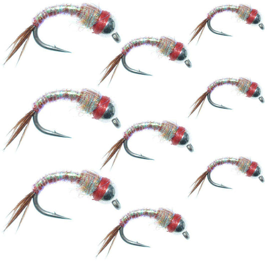 Bead Head Rainbow Warrior Midge Assortment - Silver Bead Head - 3 Each of 3 Sizes 14, 16, 18 - Skoutley Outdoors LLC