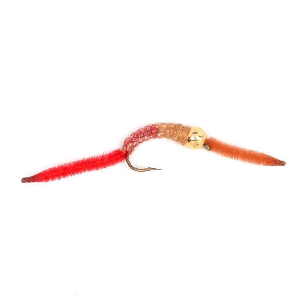 3 Pack San Juan Bead Head Power Worm Half Brown Half Red V-Rib - Hook Size 10 - Skoutley Outdoors LLC