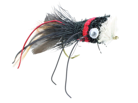 Deer Hair Bass Bug, Size 2 | Qty. 2 | Red | Black | White | Wild Water Fly Fishing - Skoutley Outdoors LLC