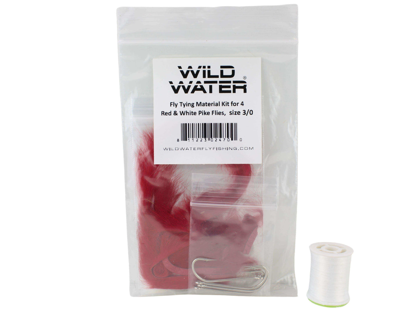 Red and White Pike Fly Tying Material Kit, size 3/0 | Wild Water Fly Fishing - Skoutley Outdoors LLC