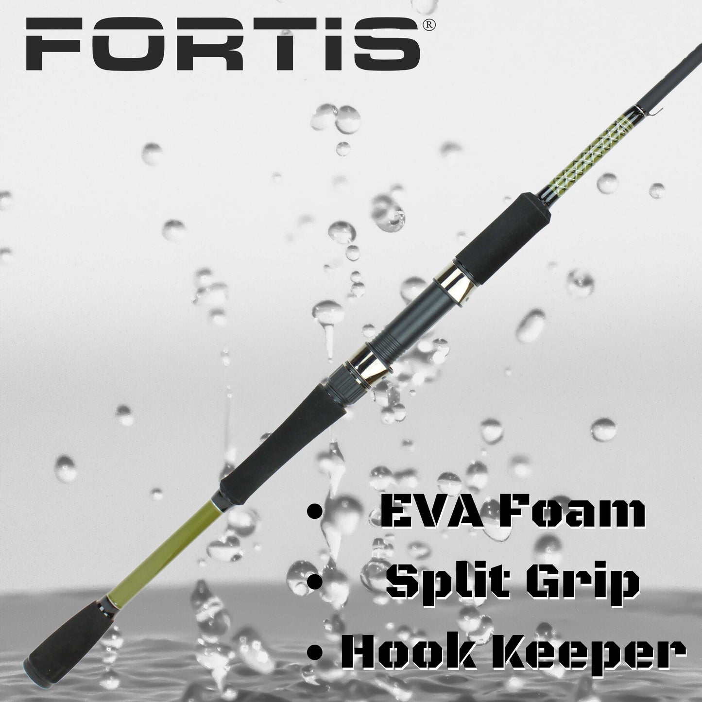 6'6" Medium Heavy Action Spinning Rod and Reel Package, 1 Piece Fiberglass/Graphite Spinning Rod |4000 Spinning Reel | FORTIS - Skoutley Outdoors LLC