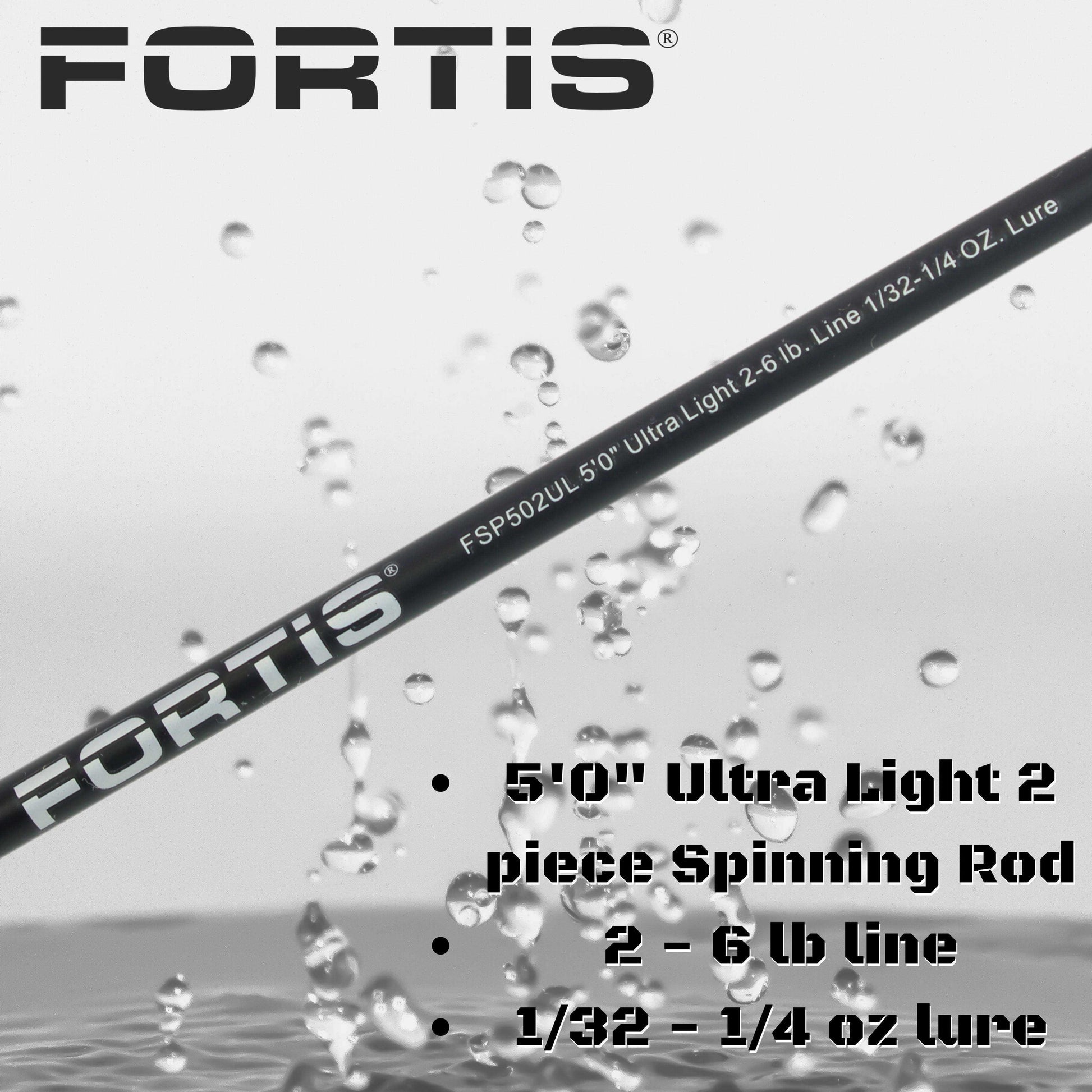 5' Ultra Light Action Spinning Rod and Reel Package, 2 Piece Fiberglass/Graphite Spinning Rod |2000 Spinning Reel | FORTIS - Skoutley Outdoors LLC