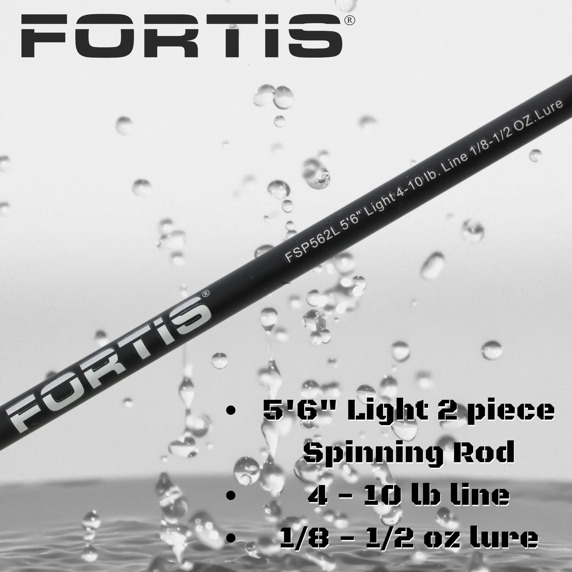 5'6" Light Action Spinning Rod and Reel Package, 2 Piece Fiberglass/Graphite Spinning Rod |3000 Spinning Reel | FORTIS - Skoutley Outdoors LLC