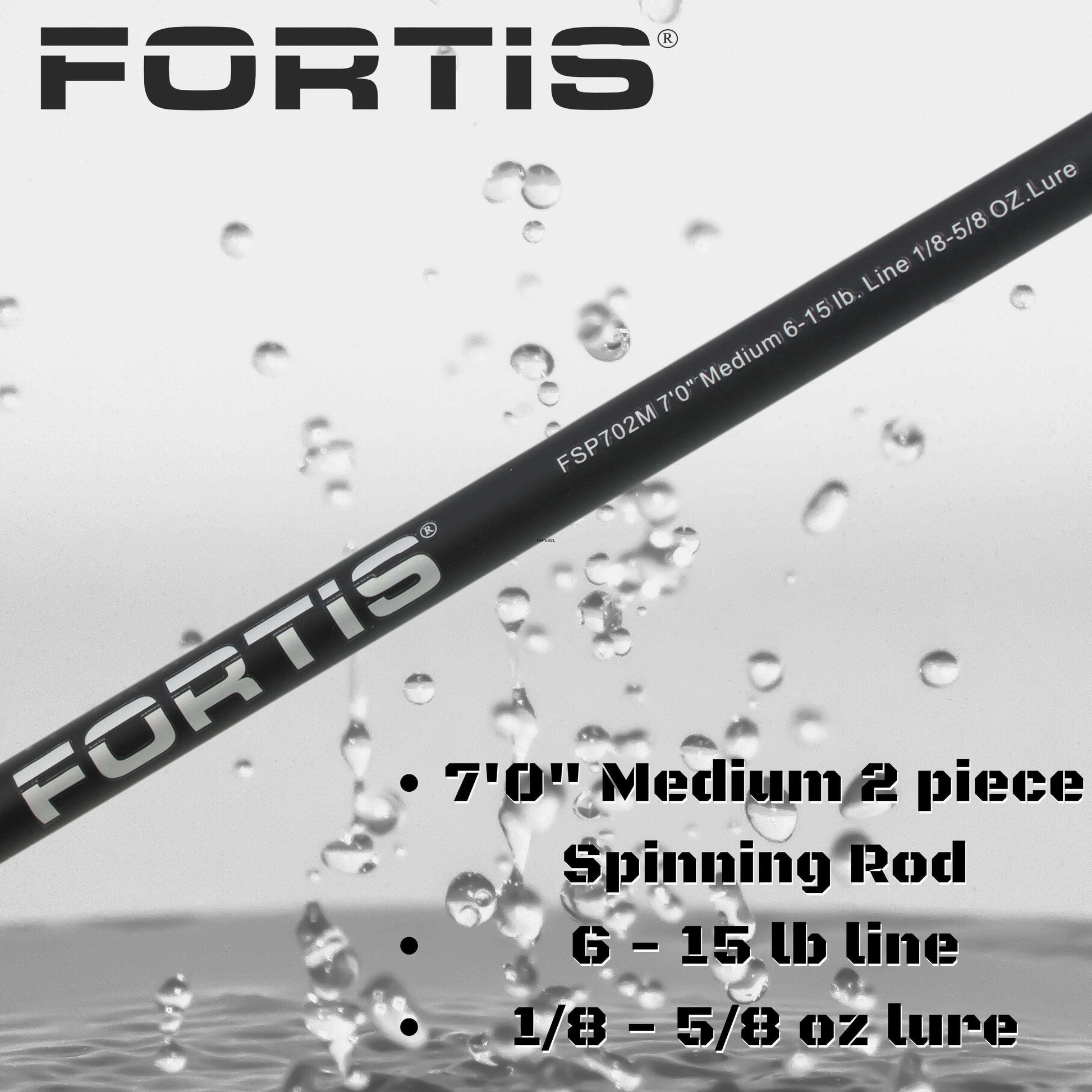 7' Medium Action 2 Piece Fiberglass/Graphite Spinning Rod and 4000 Spinning Reel Package | FORTIS - Skoutley Outdoors LLC