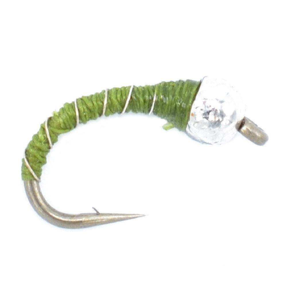 3 Pack Bead Head Olive Zebra Midge Still Water Nymph Fly Fishing Fly Hook Size 18 - Skoutley Outdoors LLC