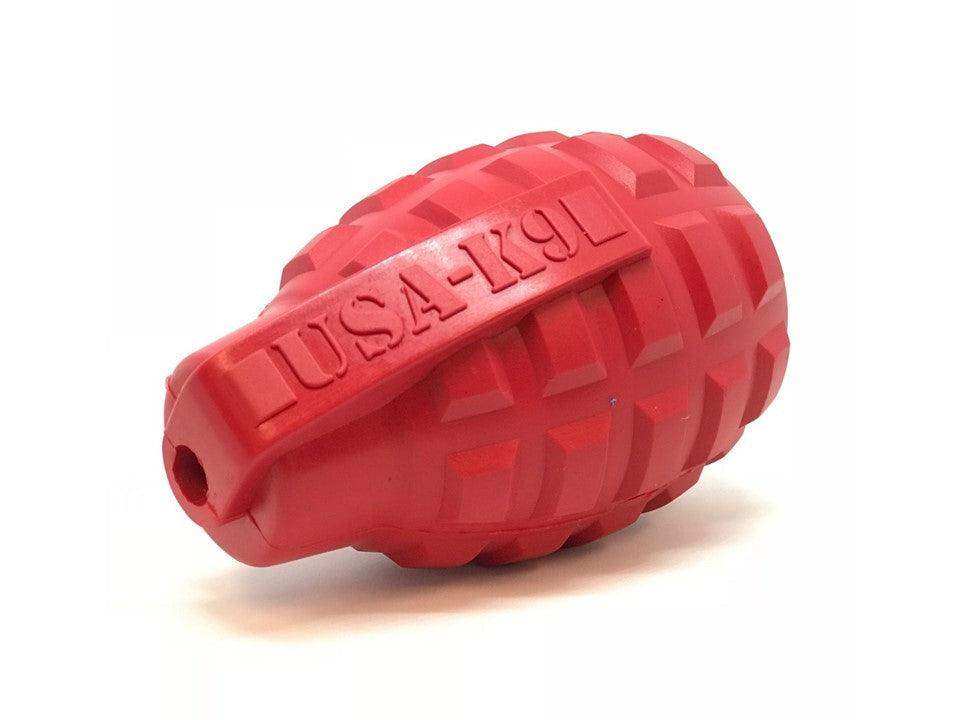 USA-K9 Grenade eDispenser Durable Rubber Chew Toy & Treat Dispenser - red - Skoutley Outdoors LLC