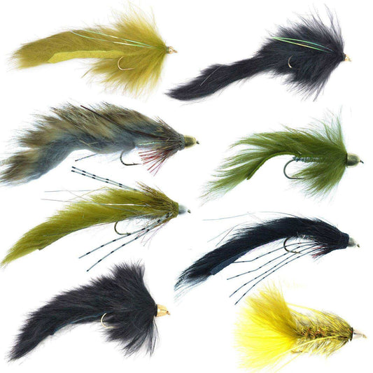 Slumpbuster Bouface Muddy Buddy Bunny Streamer Flies Collection - Set of 8 Big Bass and Trout Cone Head and Bead Head Fly Fishing Wet Flies - Hook Sizes 4 and 6 - Skoutley Outdoors LLC