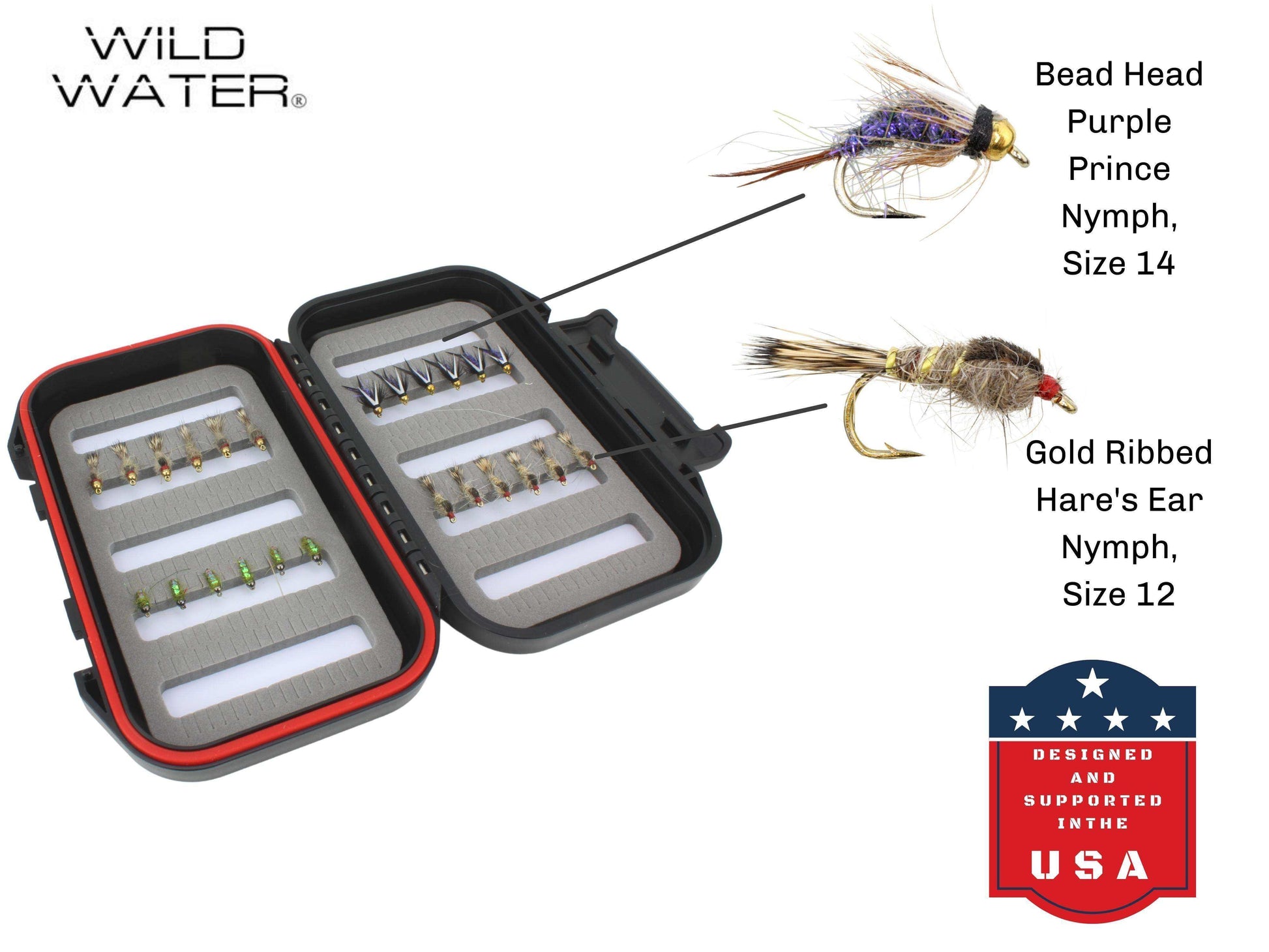 Nymph Assortment, 24 Flies | Fly Box | Wild Water Fly Fishing - Skoutley Outdoors LLC