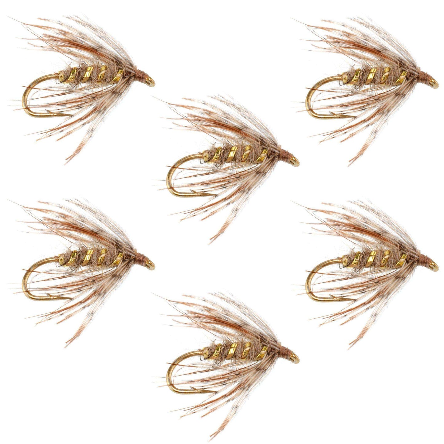 Soft Hackle March Brown Partridge Fly Fishing Wet Flies - 6 Flies Hook Size 14 - Skoutley Outdoors LLC