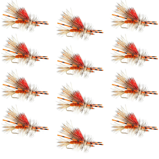 Kaufmann's Orange Crystal Stimulator Rubber Legs Dry Fly - 6 Flies Hook Size 12 - Skoutley Outdoors LLC