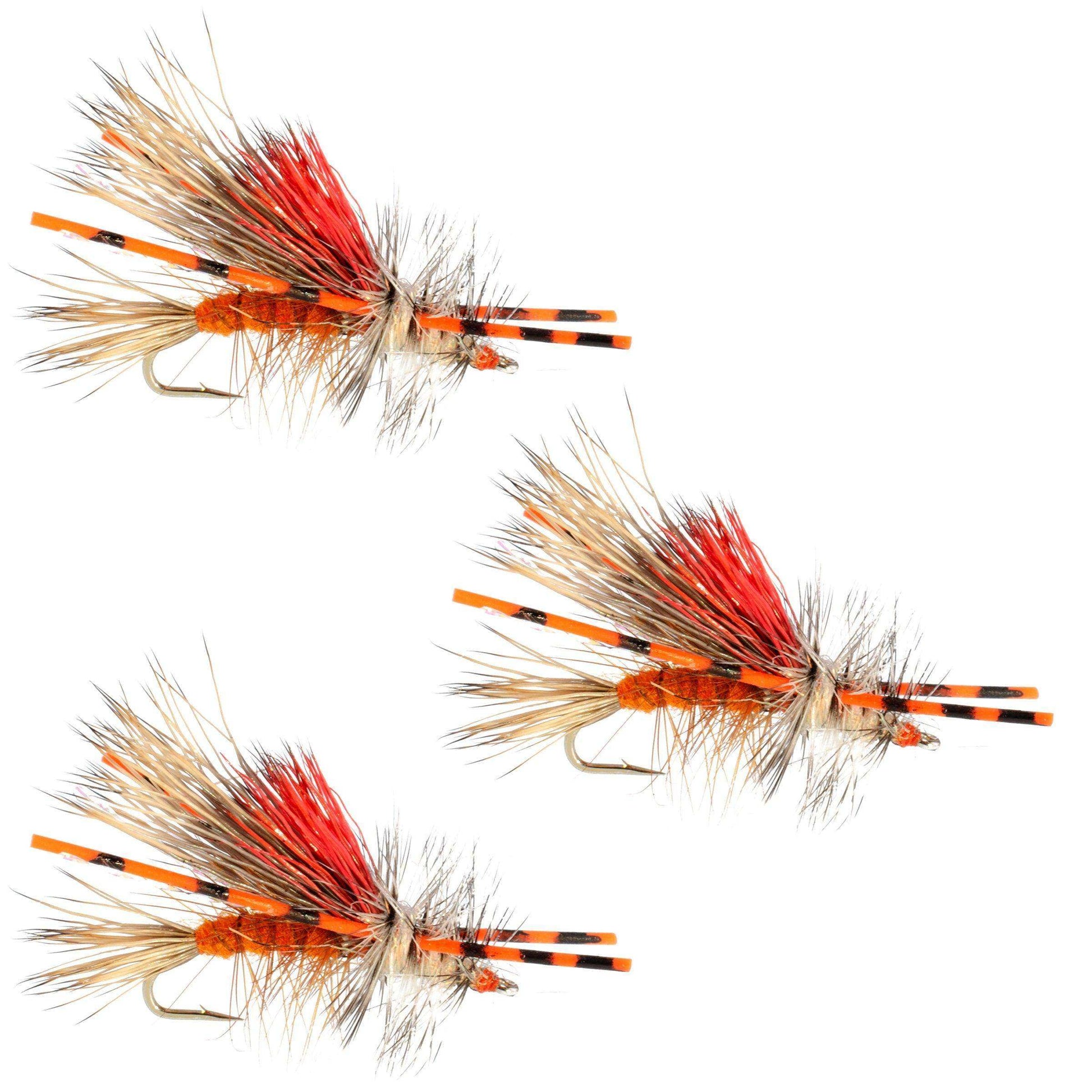 3 Pack Kaufmann's Orange Crystal Stimulator Hook Size 16 Rubber Legs Dry Flies - Skoutley Outdoors LLC