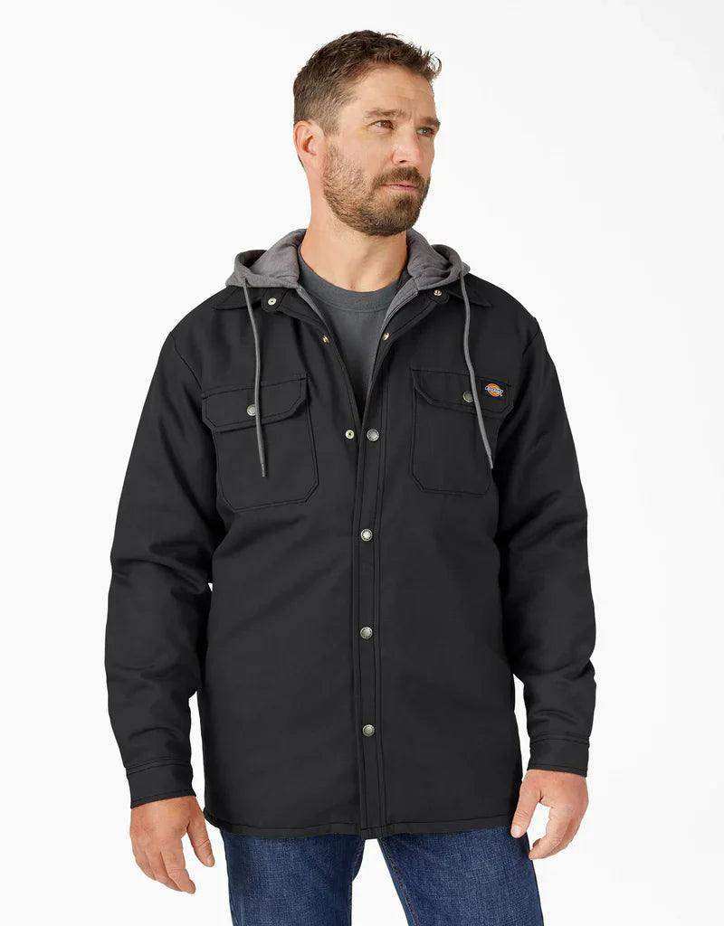 Dickies Canvas Shirt Jacket With Fleece Hood - Black - Skoutley Outdoors LLC