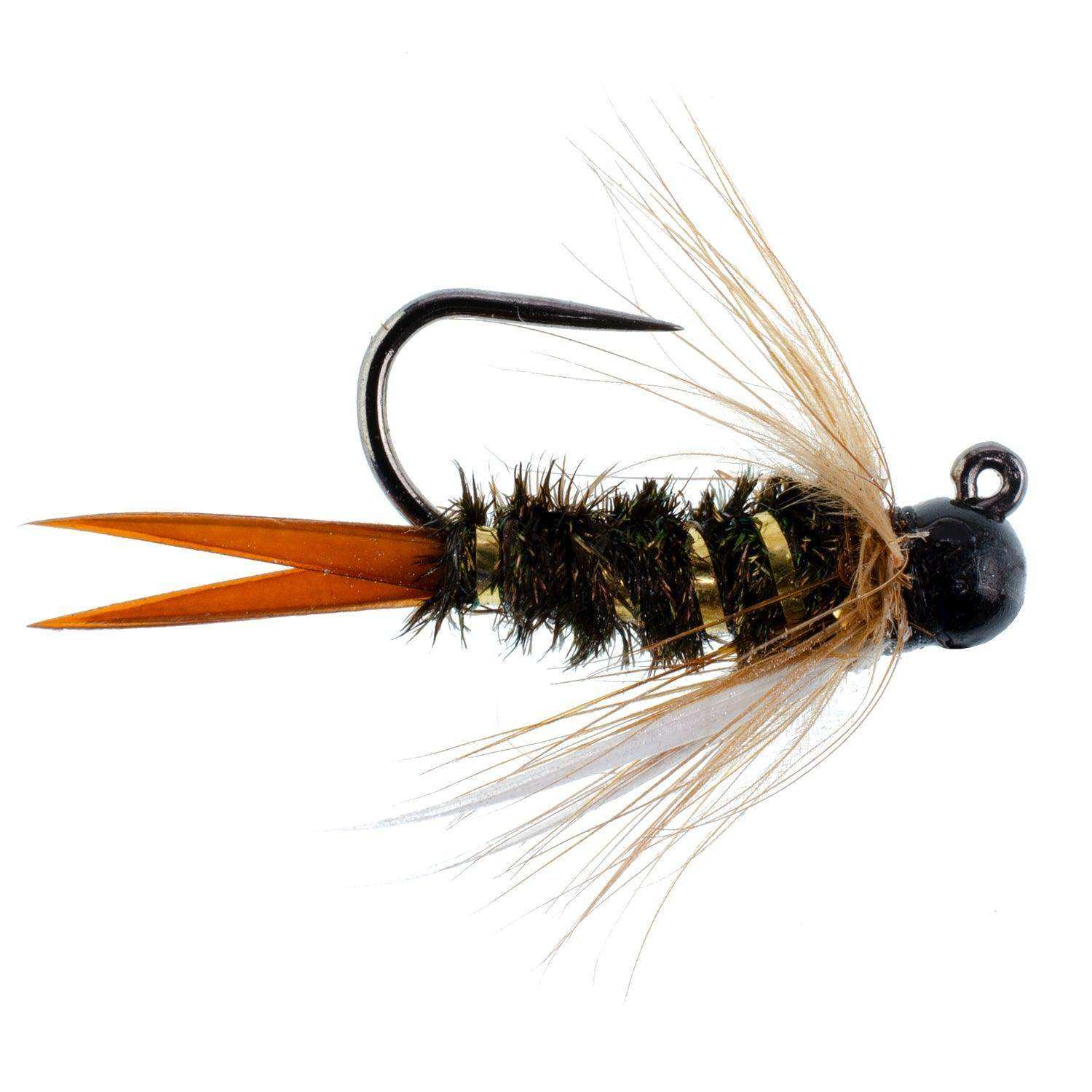 Tactical Czech Nymph Fly Fishing Flies Collection - One Dozen Tungsten Bead Euro Nymphing Fly Assortment - 2 Each of 6 Patterns - Hook Sizes 12, 14 and 16 - Skoutley Outdoors LLC