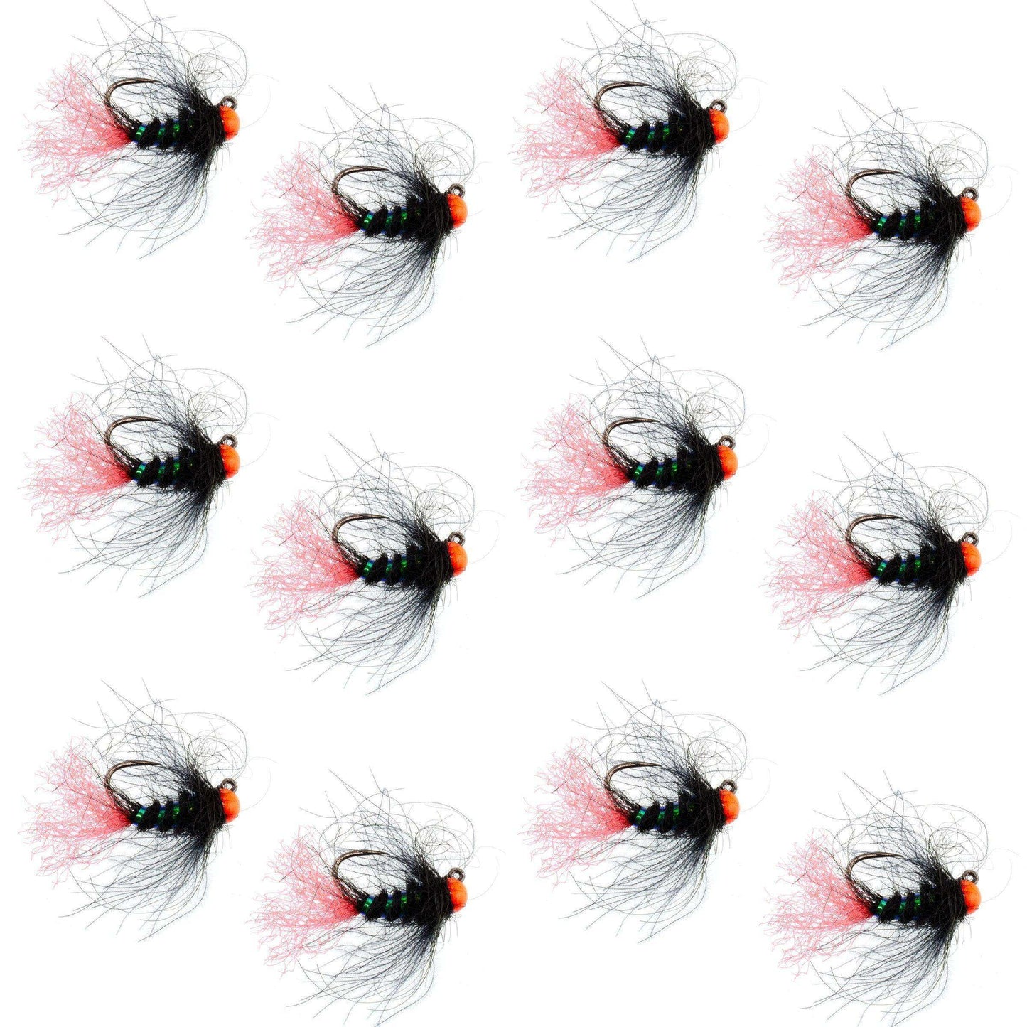 Tungsten Hot Bead Jig Tactical Blow Torch Czech Nymph Euro Nymphing Fly - 1 Dozen Flies Size 16 - Skoutley Outdoors LLC