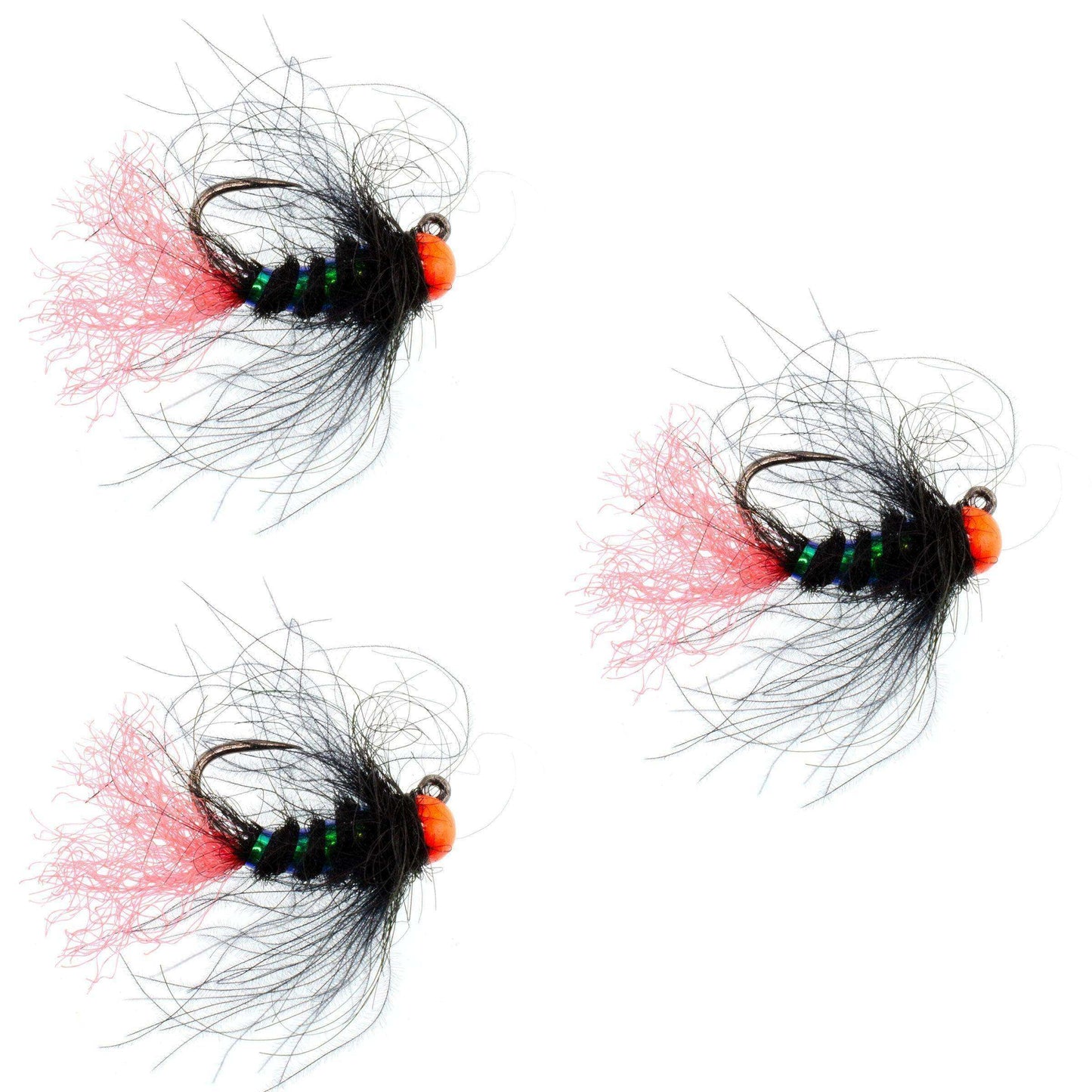 3 Pack Tungsten Hot Bead Jig Tactical Blow Torch Czech Nymph Euro Nymphing Fly - Hook Size 14 - Skoutley Outdoors LLC