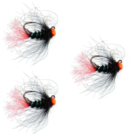 3 Pack Tungsten Hot Bead Jig Tactical Blow Torch Czech Nymph Euro Nymphing Fly - Hook Size 12 - Skoutley Outdoors LLC