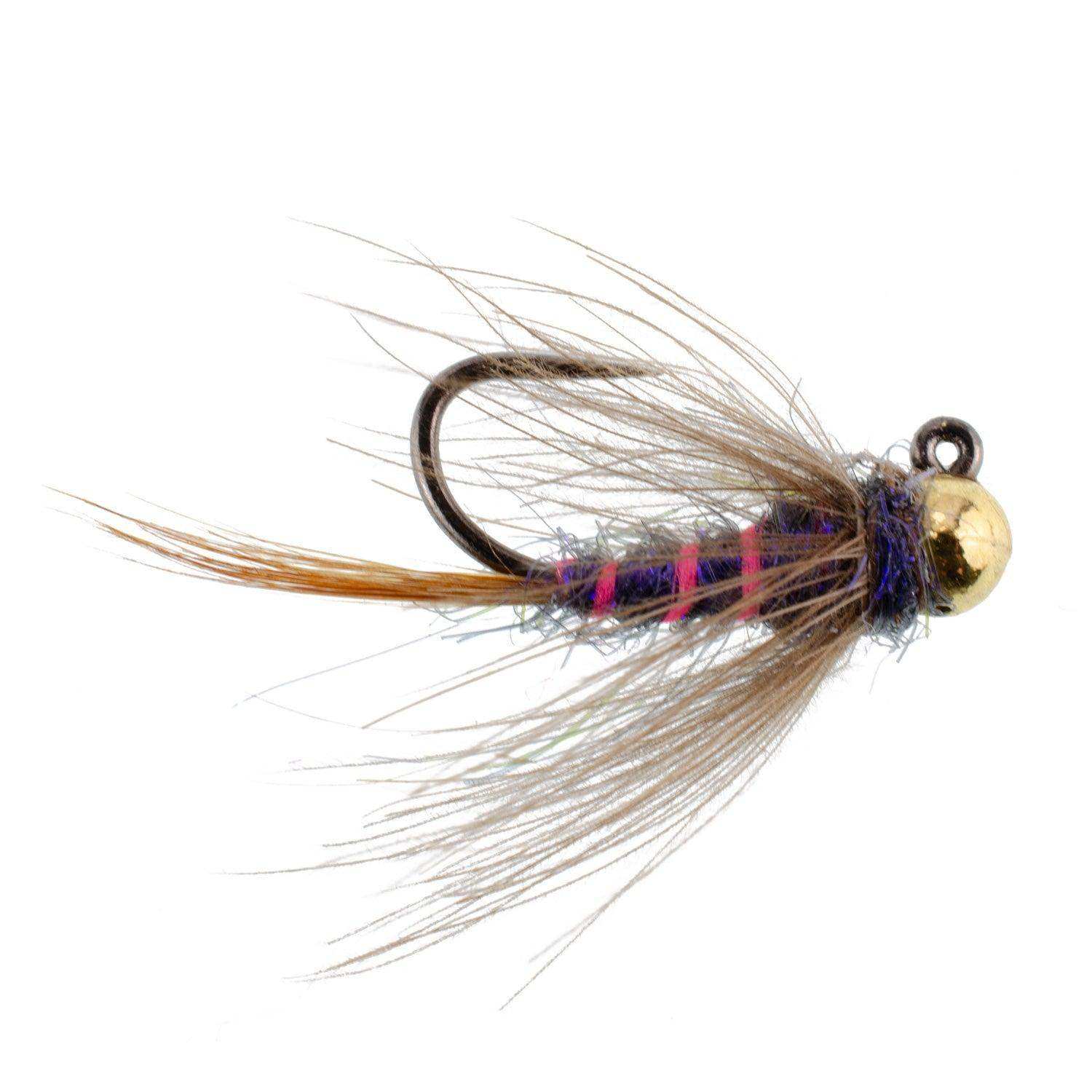 3 Pack Tungsten Bead Duracell Jigged Czech Nymph Euro Nymphing Fly - Hook Size 16 - Skoutley Outdoors LLC