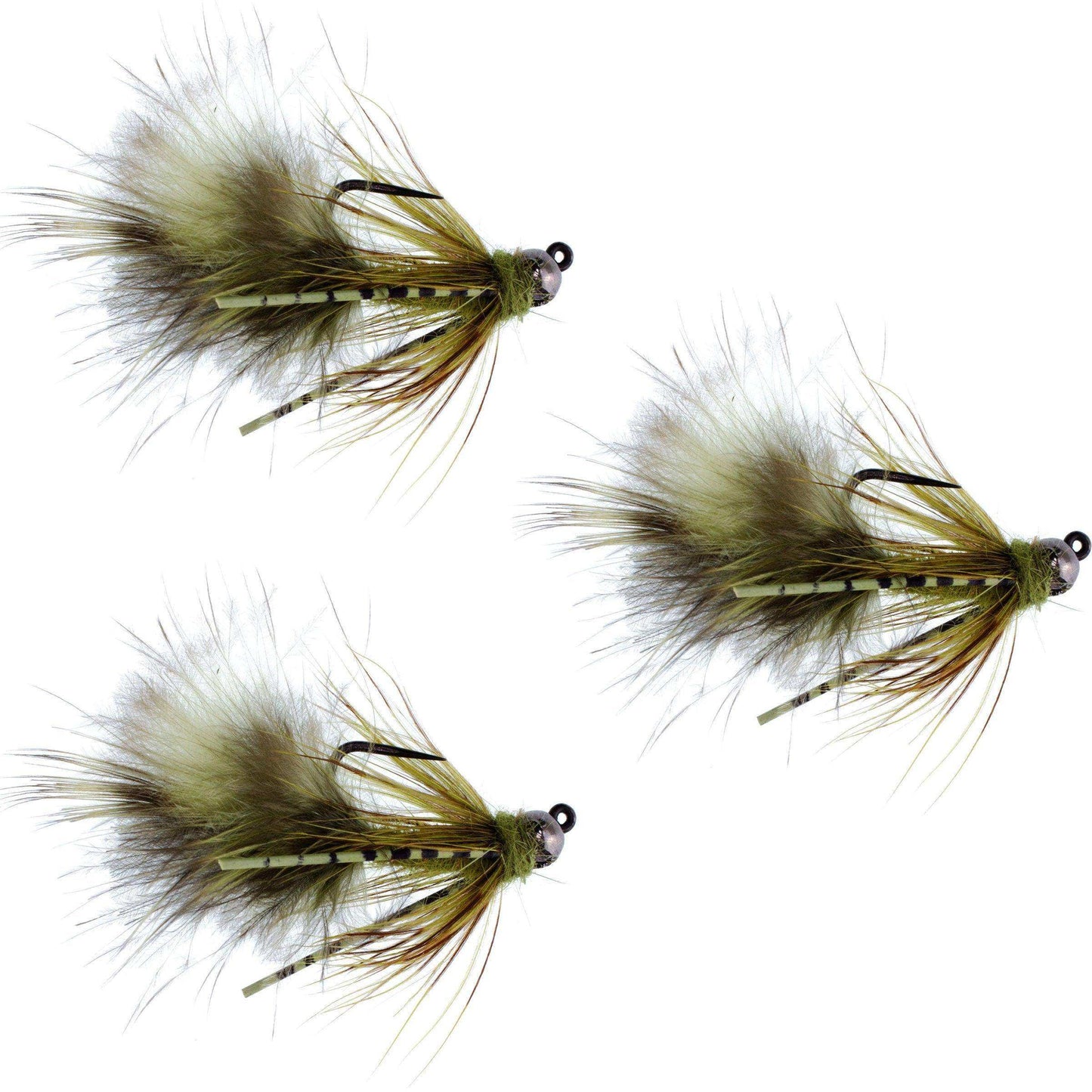 3 Pack Tungsten Bead Tactical Mini Bugger Czech Nymph Euro Nymphing Fly - 3 Flies Size 12 - Skoutley Outdoors LLC