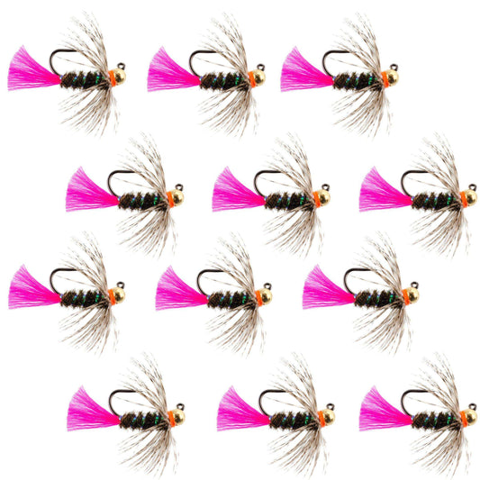 Tungsten Bead Jig Tactical Blow Torch Czech Nymph Euro Nymphing Fly - 1 Dozen Flies Size 10 - Skoutley Outdoors LLC